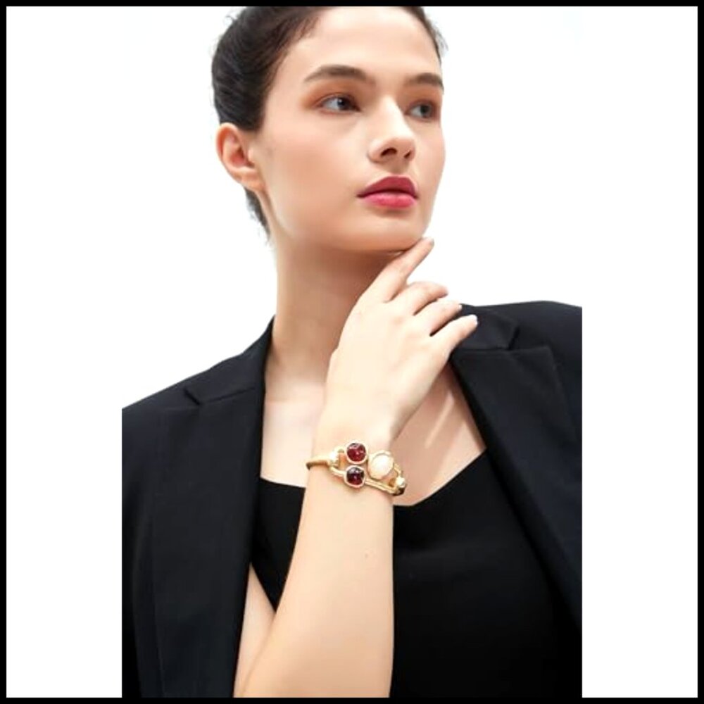 Gold Cuff Bracelet Open Bangle Stackable Boho Jew… - image 6